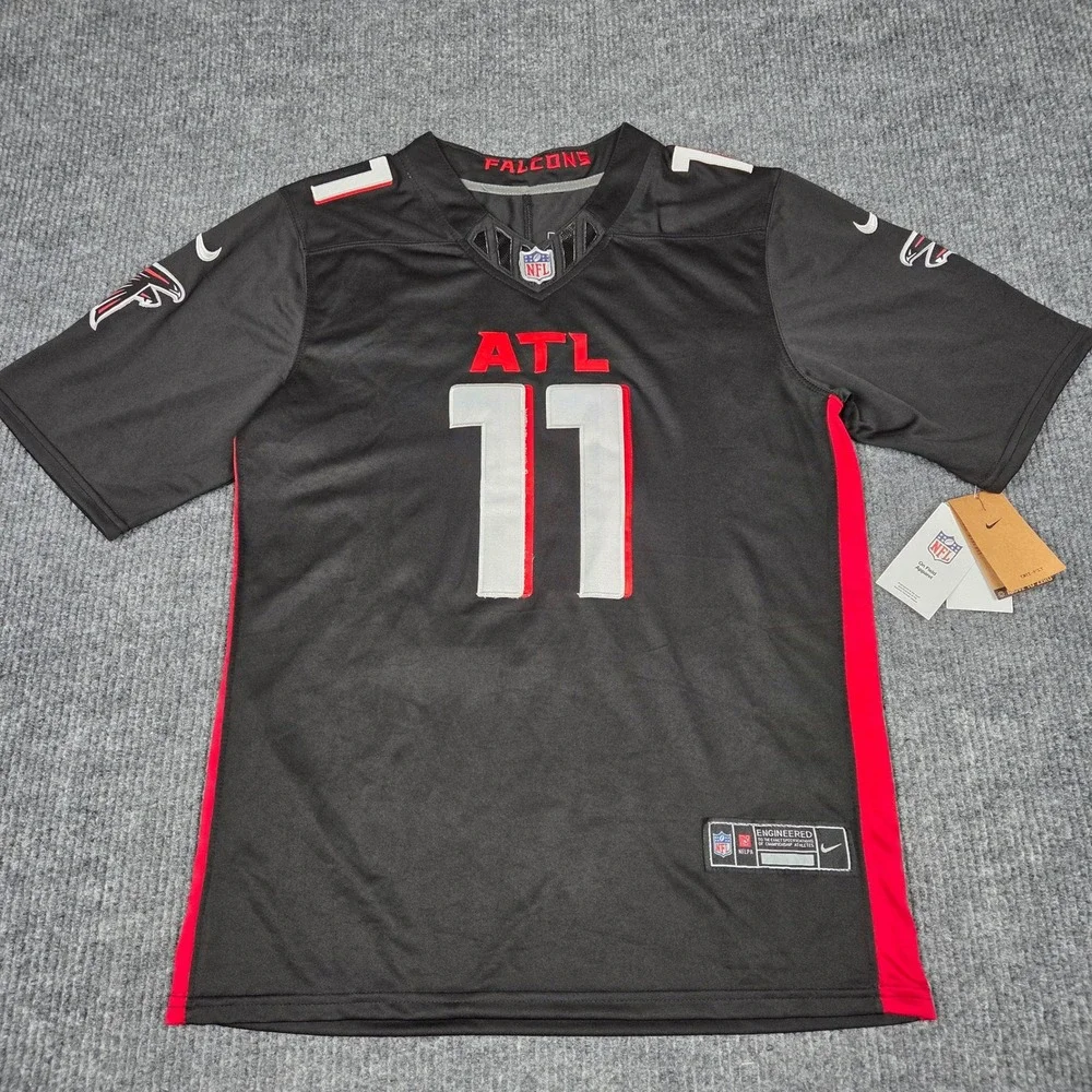 Nike Atlanta Falcons Mykal Walker 11 Jersey Mens Medium Black Red NFL Dri-FIT